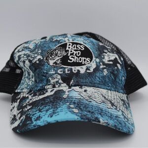 Bass Pro Shops Trucker Hat Black Blue‎ Y2K Hipster Hunter